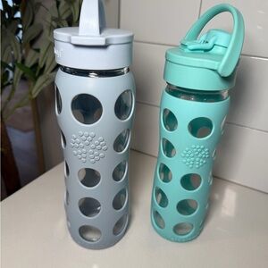LifeFactory Glass Water Bottle Bundle 22 oz Silicone Sleeve Set of 2